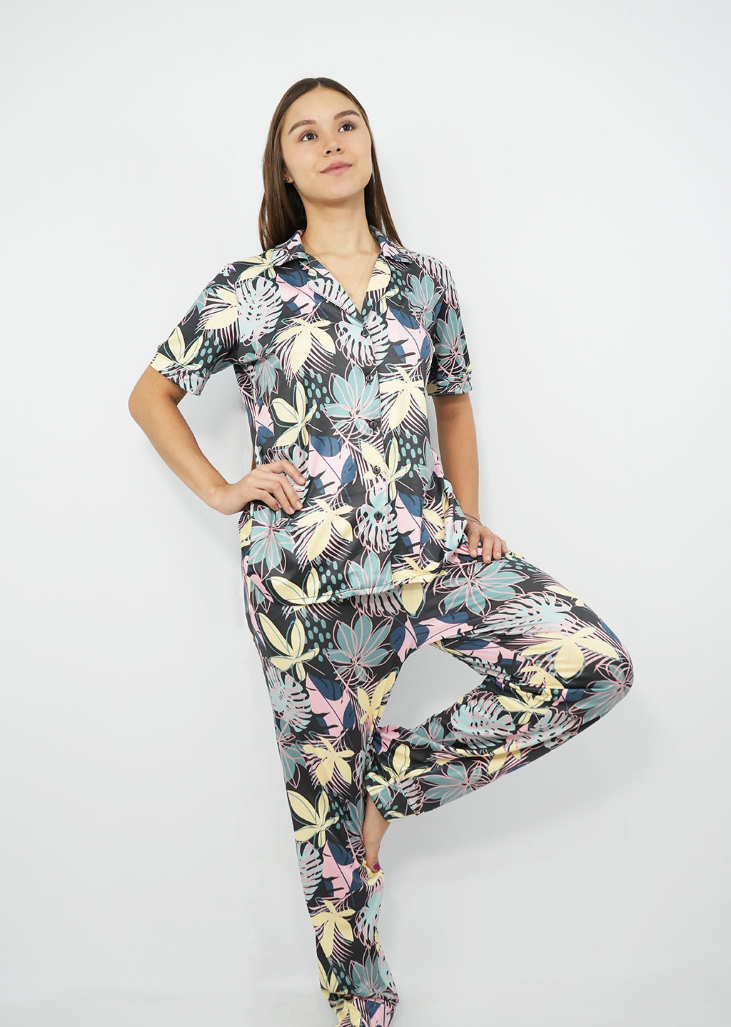 Linen blue peach skin pajama