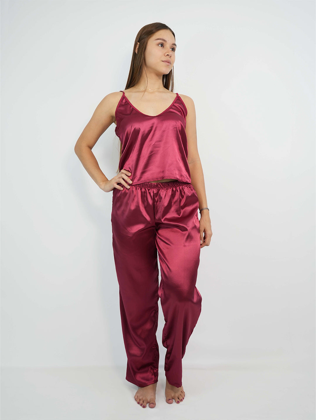 Red wine satin pajama