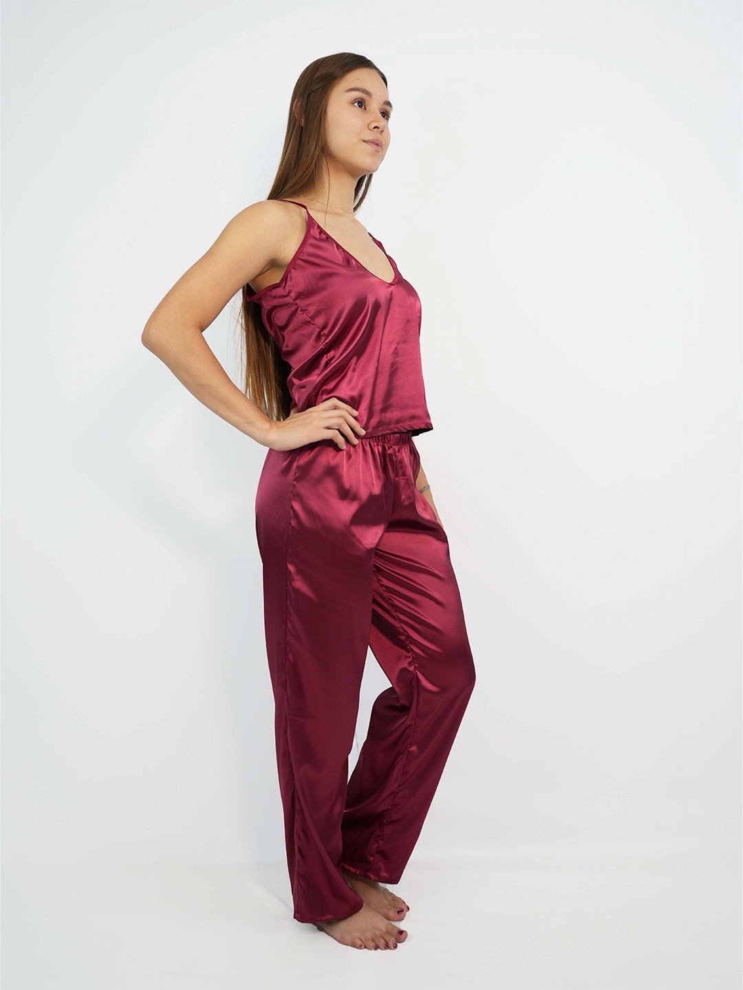 Red wine satin pajama